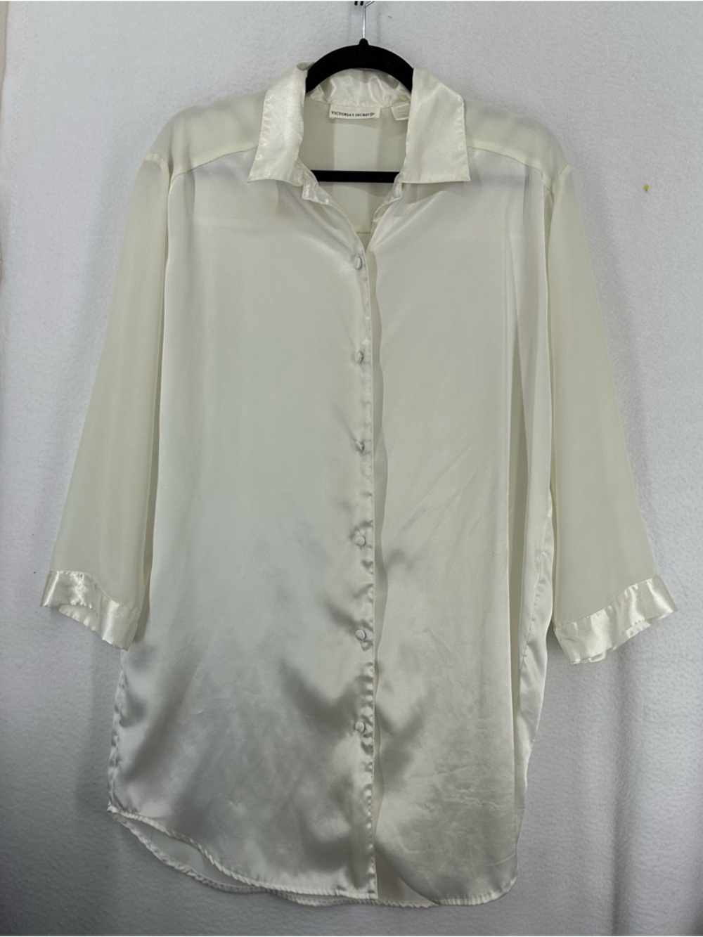 Victoria’s Secret Vintage Satin Button Long Sleeve Dress XS White